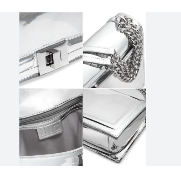 INC International Concepts Ajae metallic crossbody shoulder bag SILVER Defective - Picture 3 of 11